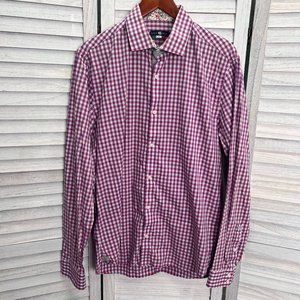 Stone Rose Purple/Pink Plaid Long Sleeve Button Up Shirt Men's Size 4